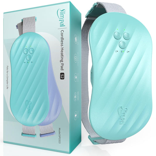 slimpal cordless heating pad s2 for period cramp pain aqua