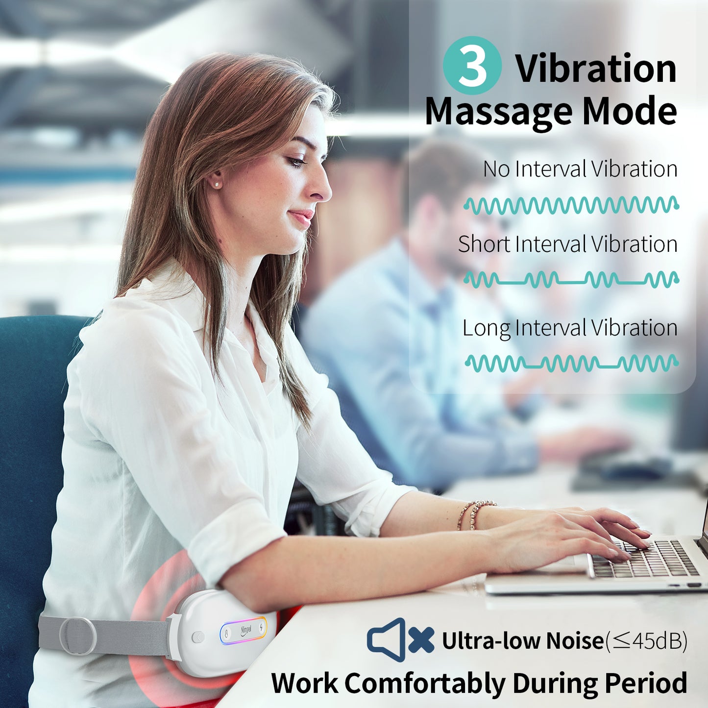 Cordless Heating Pad with Massager Portable USB Heating Pad for Cramps Back Pain Relief Electric Fast Heating Wrap Belt Gifts for Women