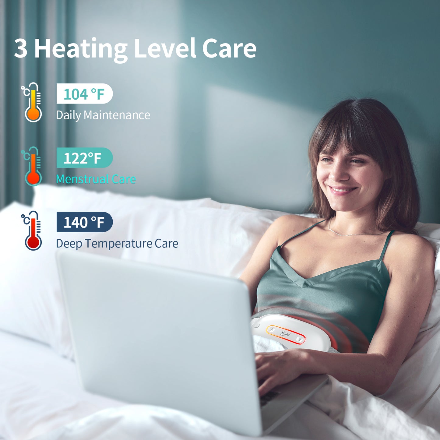Cordless Heating Pad with Massager Portable USB Heating Pad for Cramps Back Pain Relief Electric Fast Heating Wrap Belt Gifts for Women