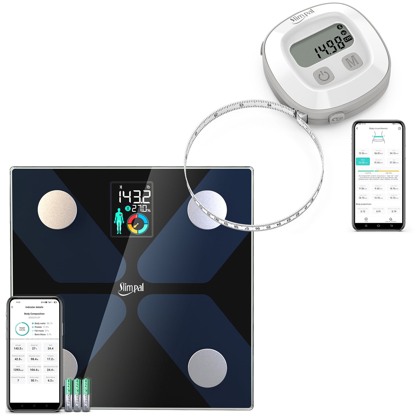 Smart Scale for Body Weight, Body Fat Scale Large Display, Digital Weight Scale, Bluetooth Bathroom Scale with High Accuracy,13 Data Sync with APP, 400 lb (11 x 11 inches)