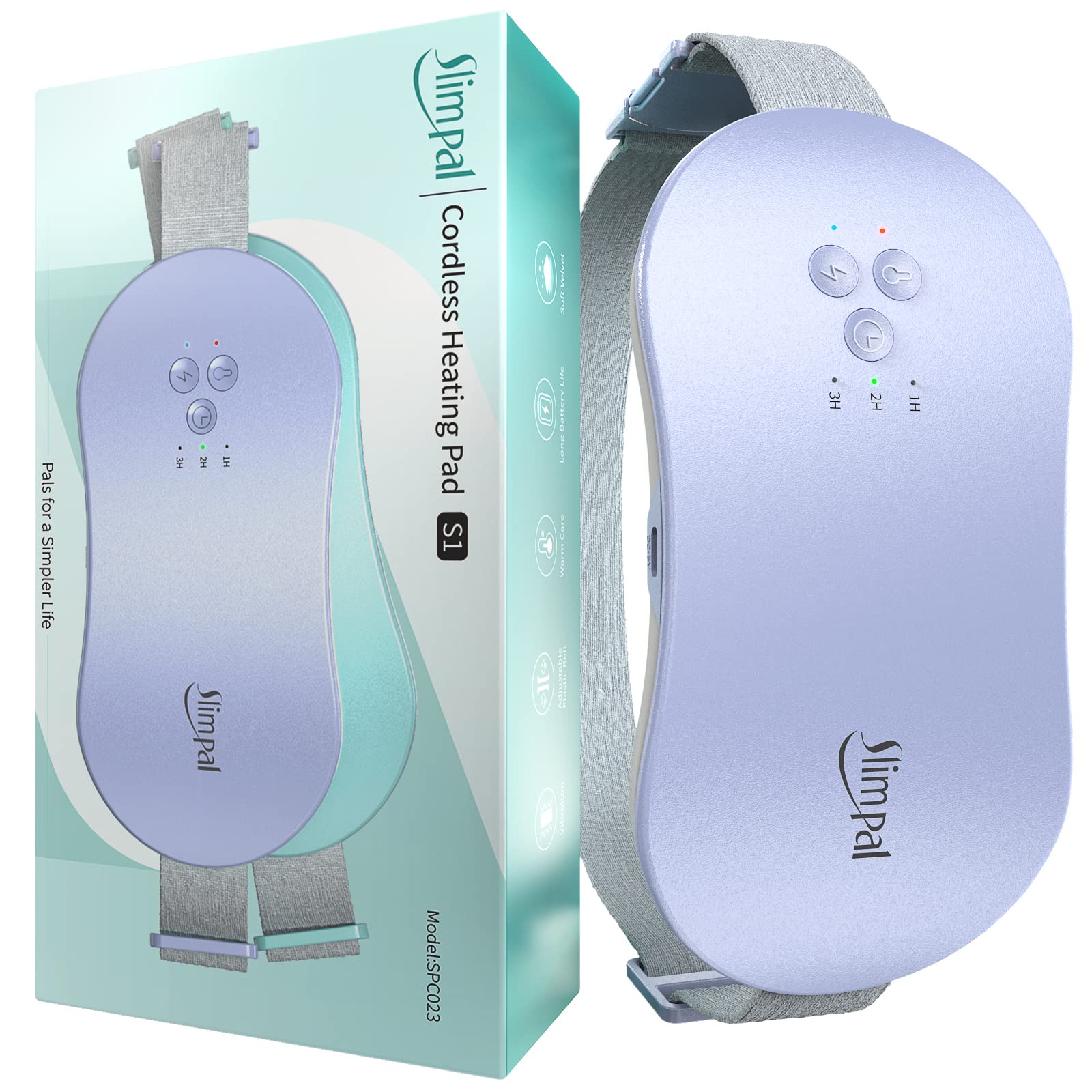 slimpal cordless heating pad s1 for period cramp pain purple