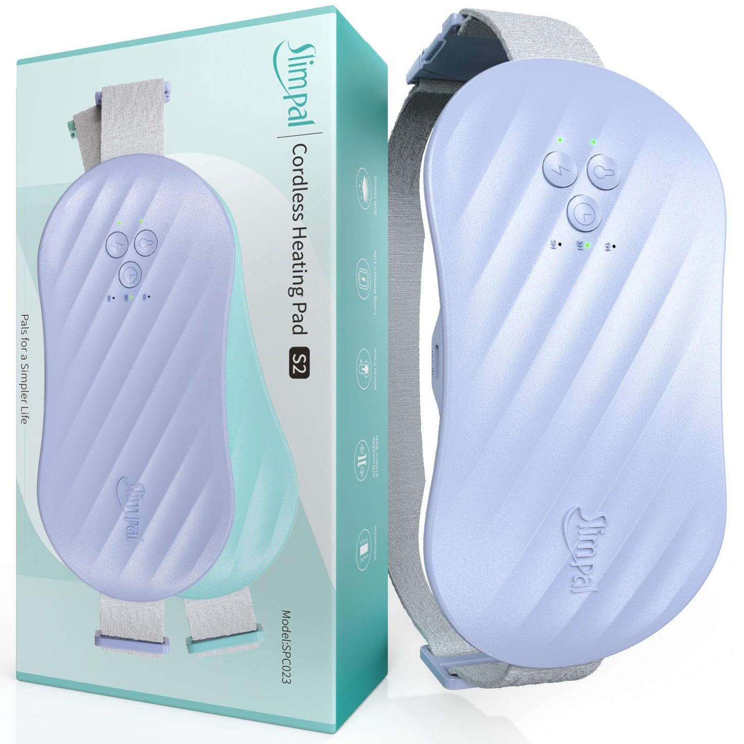 Slimpal Heating Pad for Period Cramps, Portable Menstrual Pain Relief Electric Cordless Heating Belt w/ 4 Heat Levels, SPC023-S2
