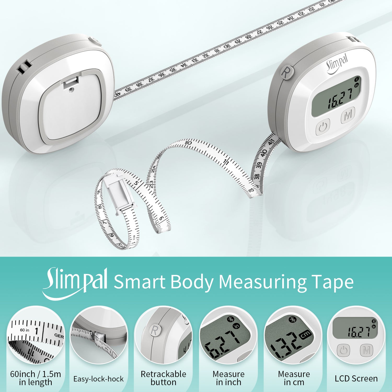 Slimpal Body Fat Tape Measure, Bluetooth Digital Smart Body Tape Measu