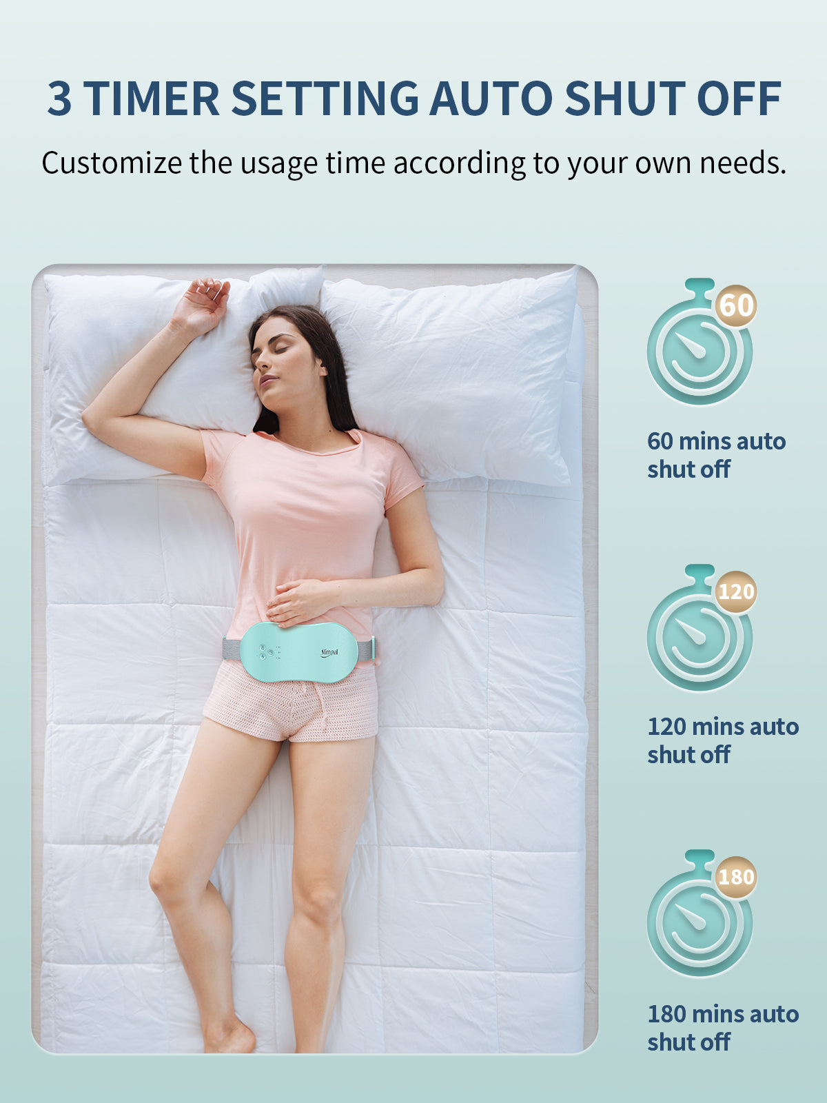 Slimpal Period Heating Pad for Cramps, Portable, Menstrual Cramp, Rechargeable Cordless Heating Belt, 3 Timer Auto Off Setting - SPC023