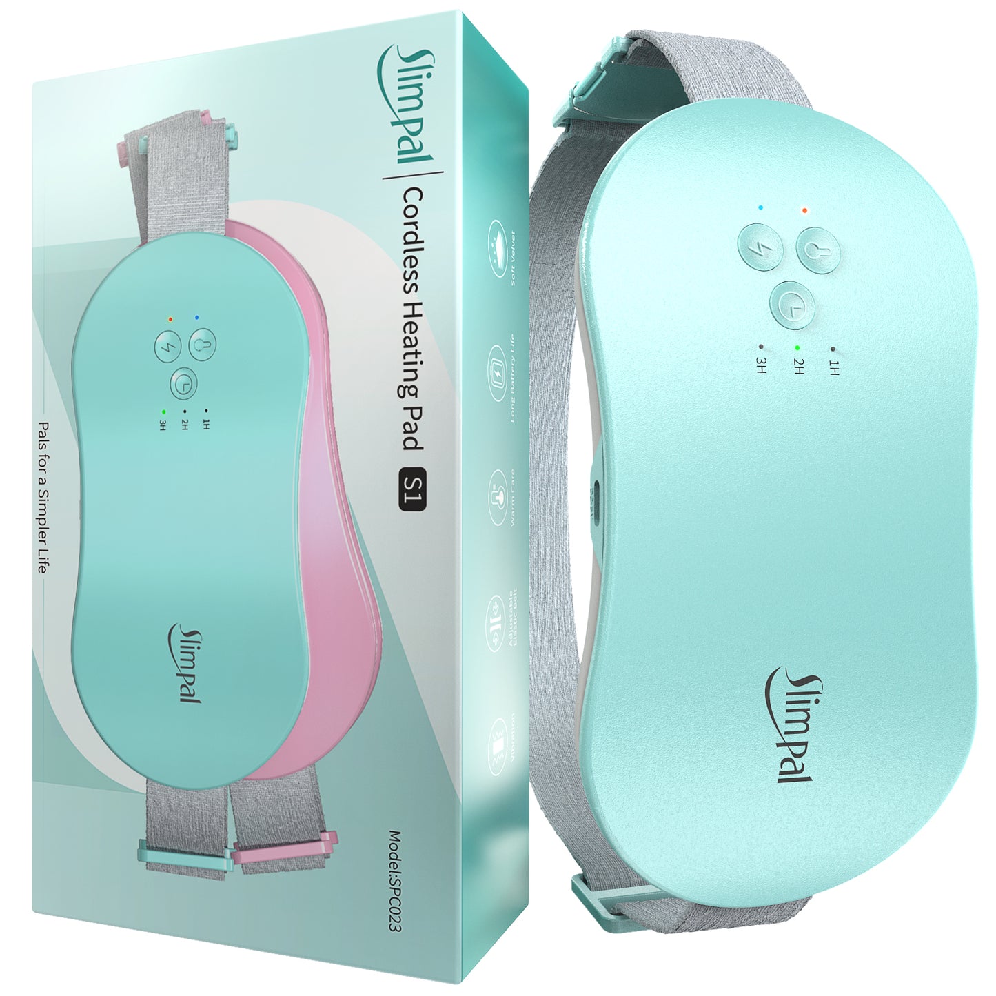 slimpal cordless heating pad s2 for period cramp pain aqua