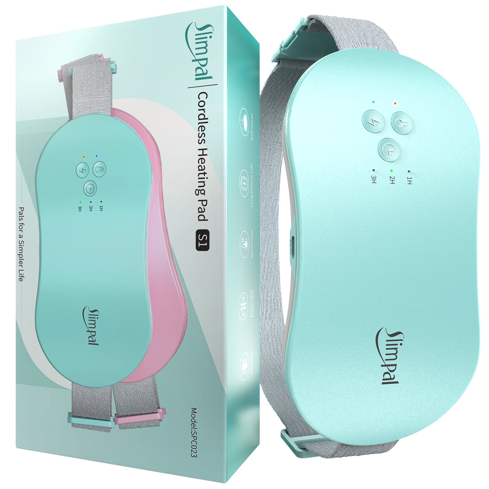slimpal cordless heating pad s2 for period cramp pain aqua