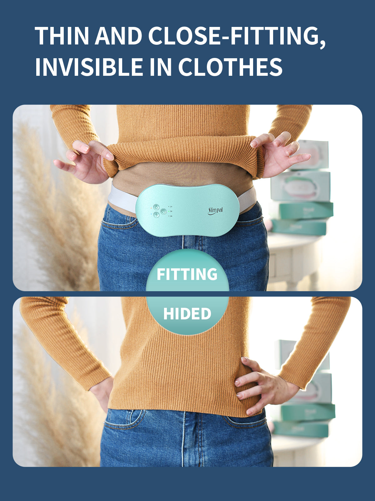 slimpal cordless heating pad for period cramp pain thin and invisible in cloth